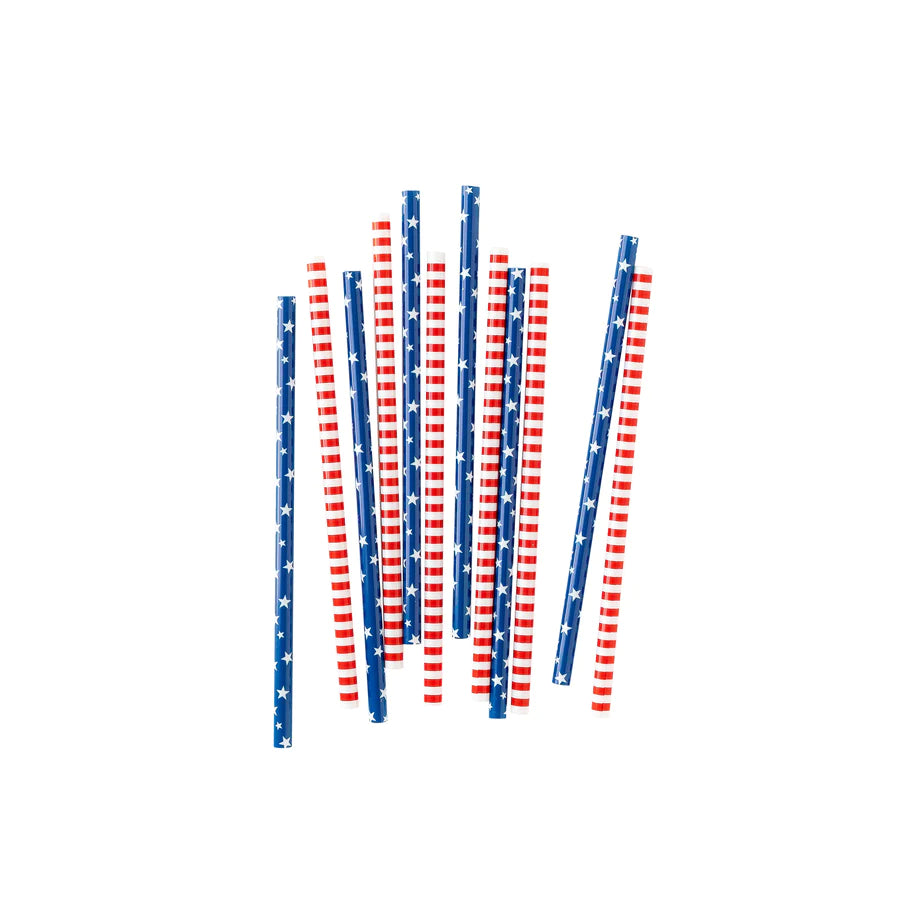 Red, White, and Blue Reusable Straws