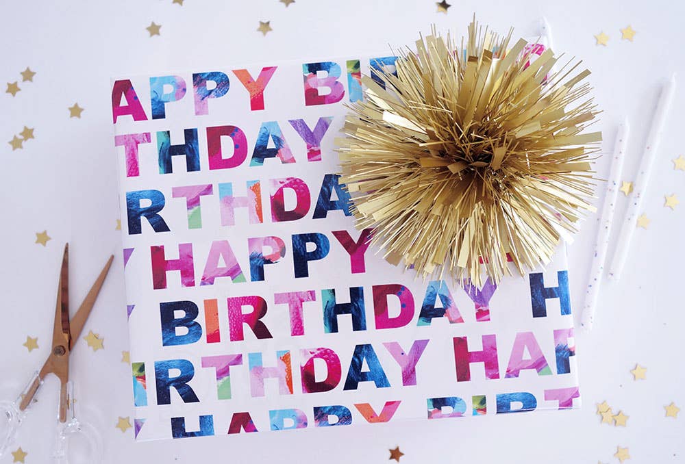Art Palette Happy Birthday Wrapping Paper
