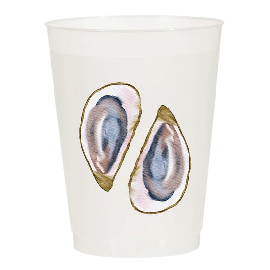 Oyster Watercolor Reusable Cups