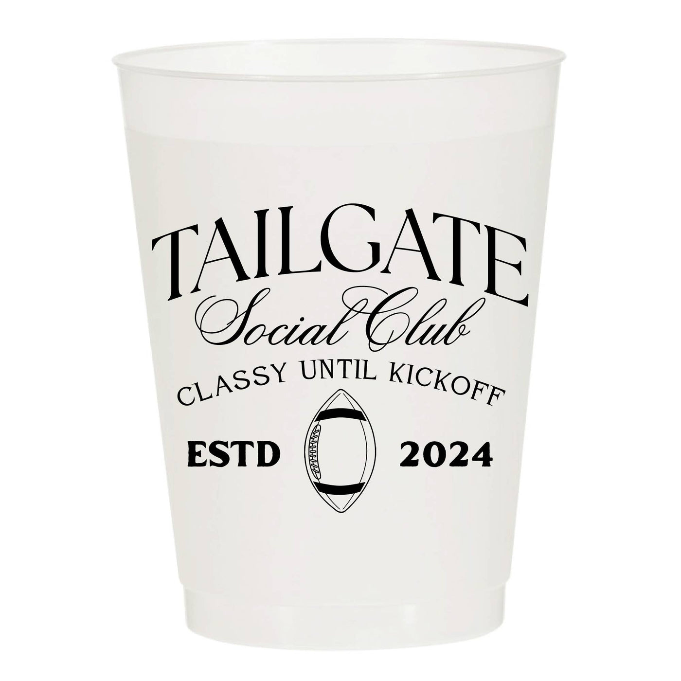 Tailgate Social Club Football Frosted Cups- Sports : Pack of 6