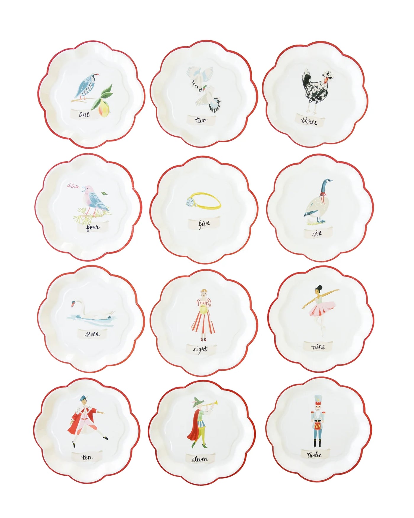 12 DAYS OF CHRISTMAS 12 DAYS PAPER PLATE SET