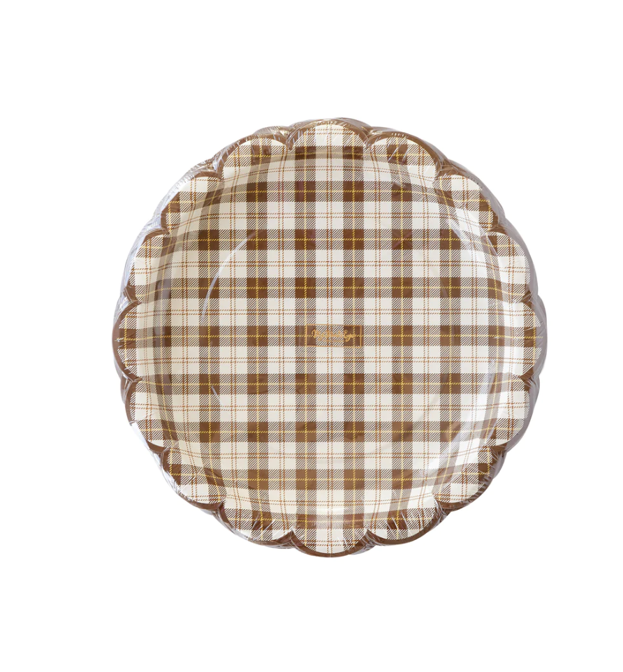 Harvest Brown Plaid Dinner Plates