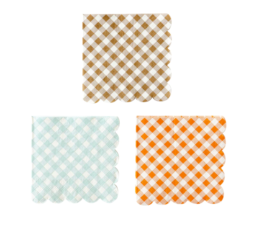 Gingham Fall Scallop Napkins