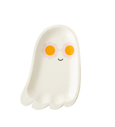 HEY PUMPKIN SUNNY GHOST SHAPED PAPER PLATE