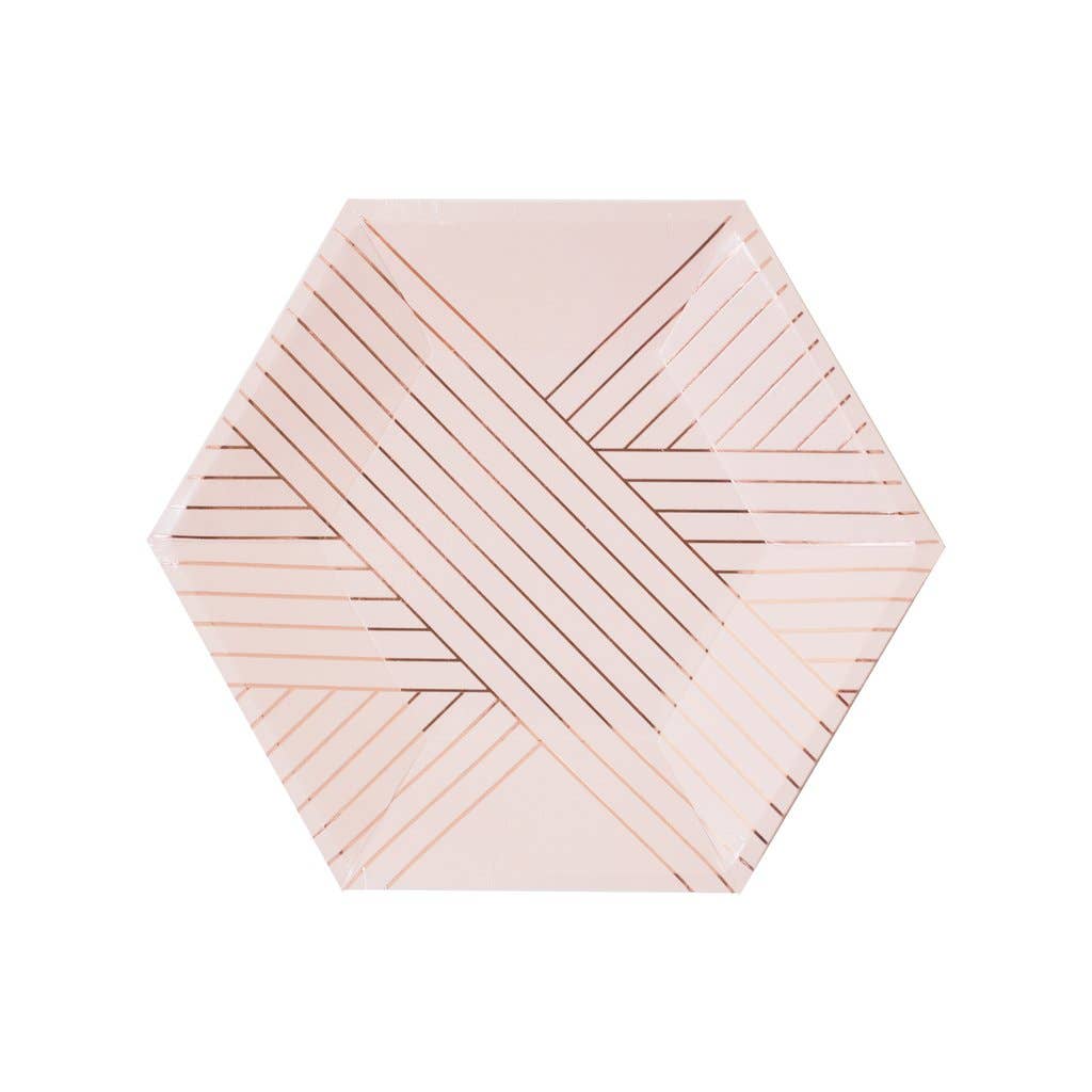 Pale Pink & Rose Gold Striped Small Plates