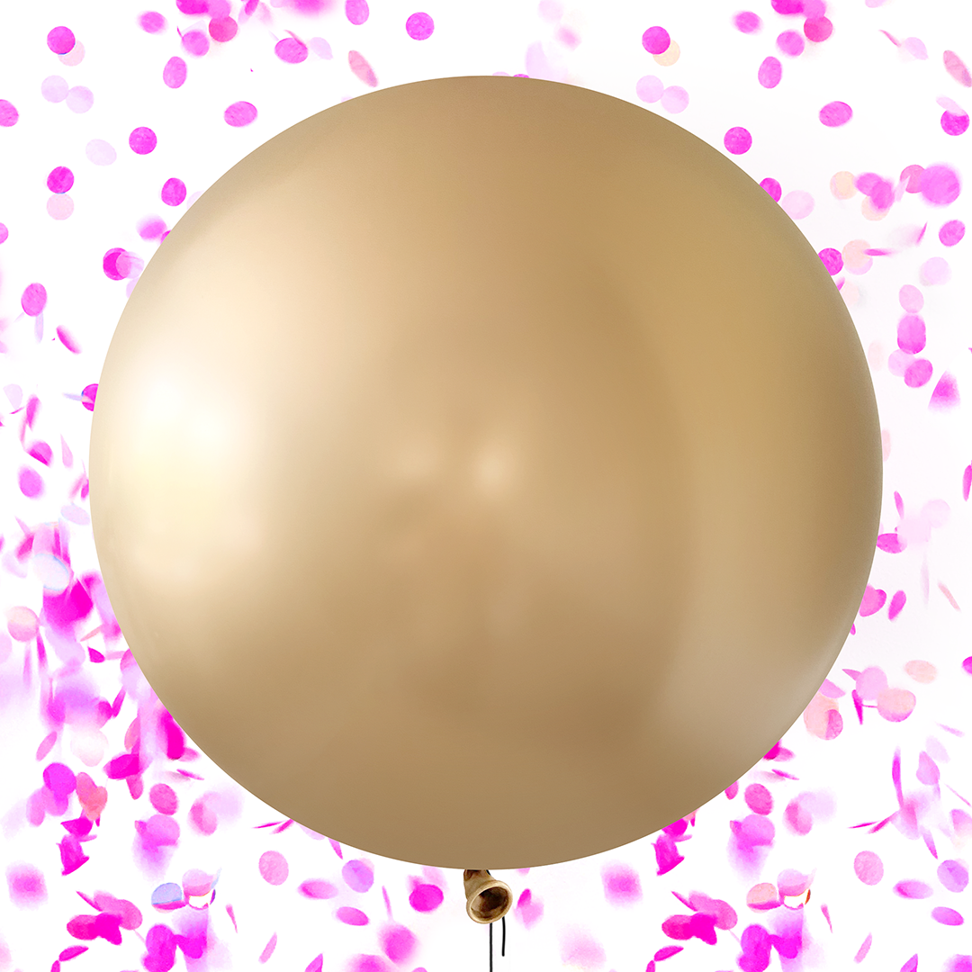 Gender Reveal - Jumbo Gold Confetti Balloon - Pink