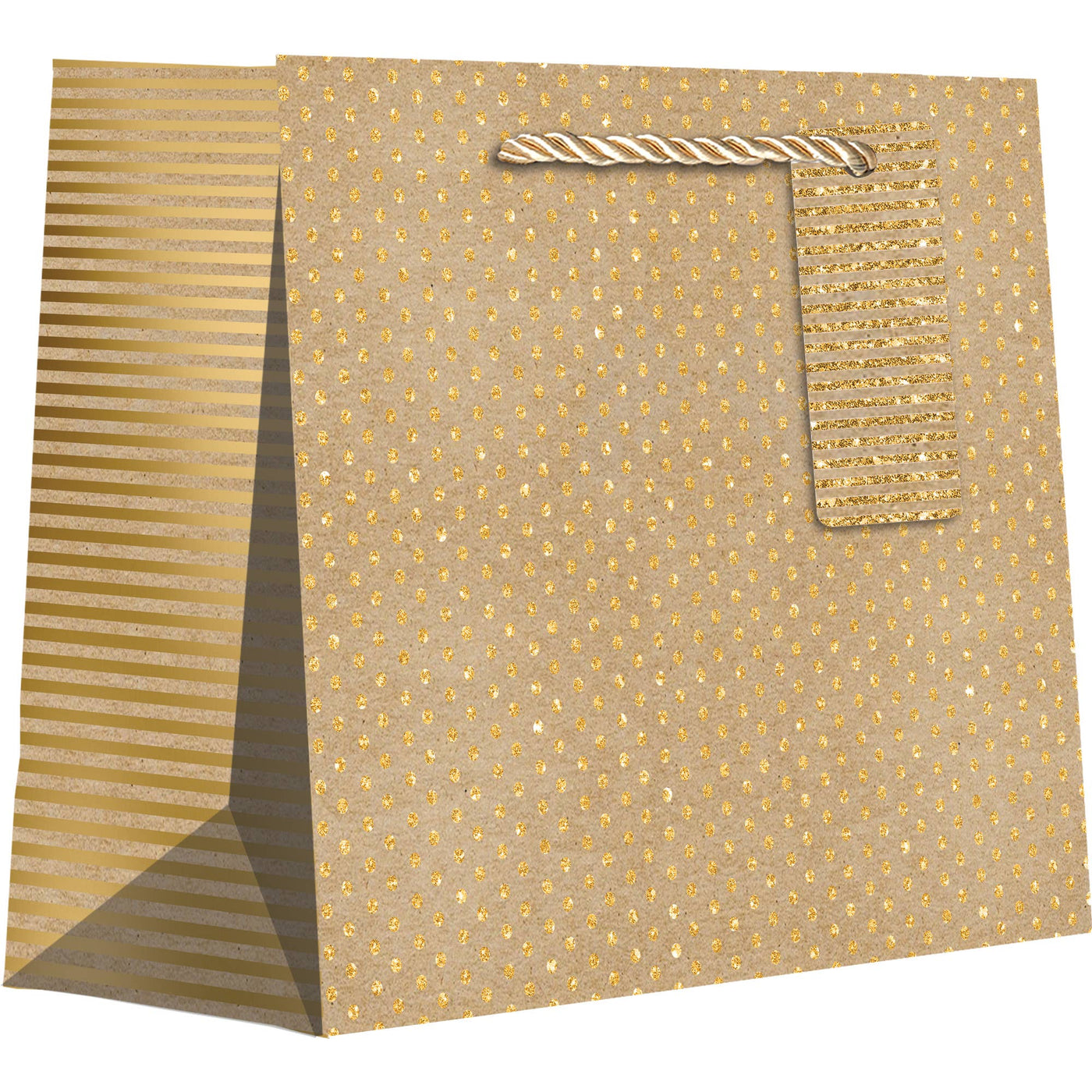 Gold Dot & Stripe on Kraft Gift Bag (Medium)