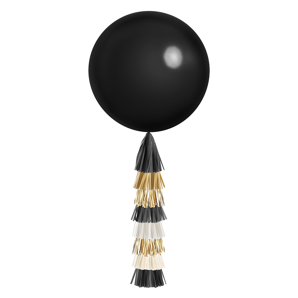 Jumbo Balloon & Tassel Tail - Black, White & Gold – Merrymint Celebration  Boutique