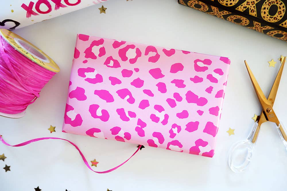 Pink Cheetah Pattern Wrapping Paper