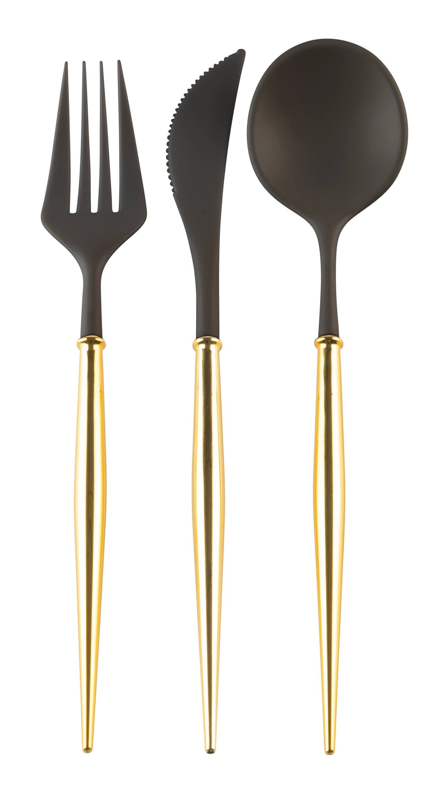 Black w/ Gold Handle Reusable Flatware (8)