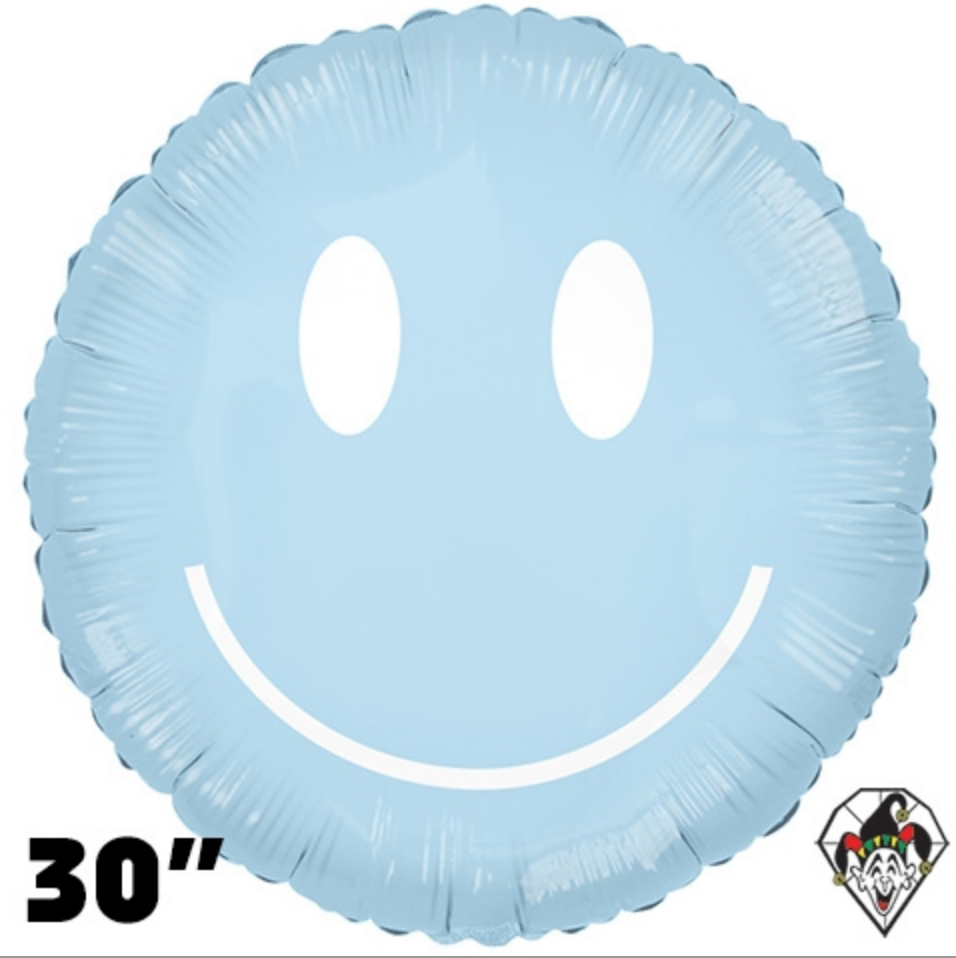 30” Friendly Smile Blue Foil Balloon