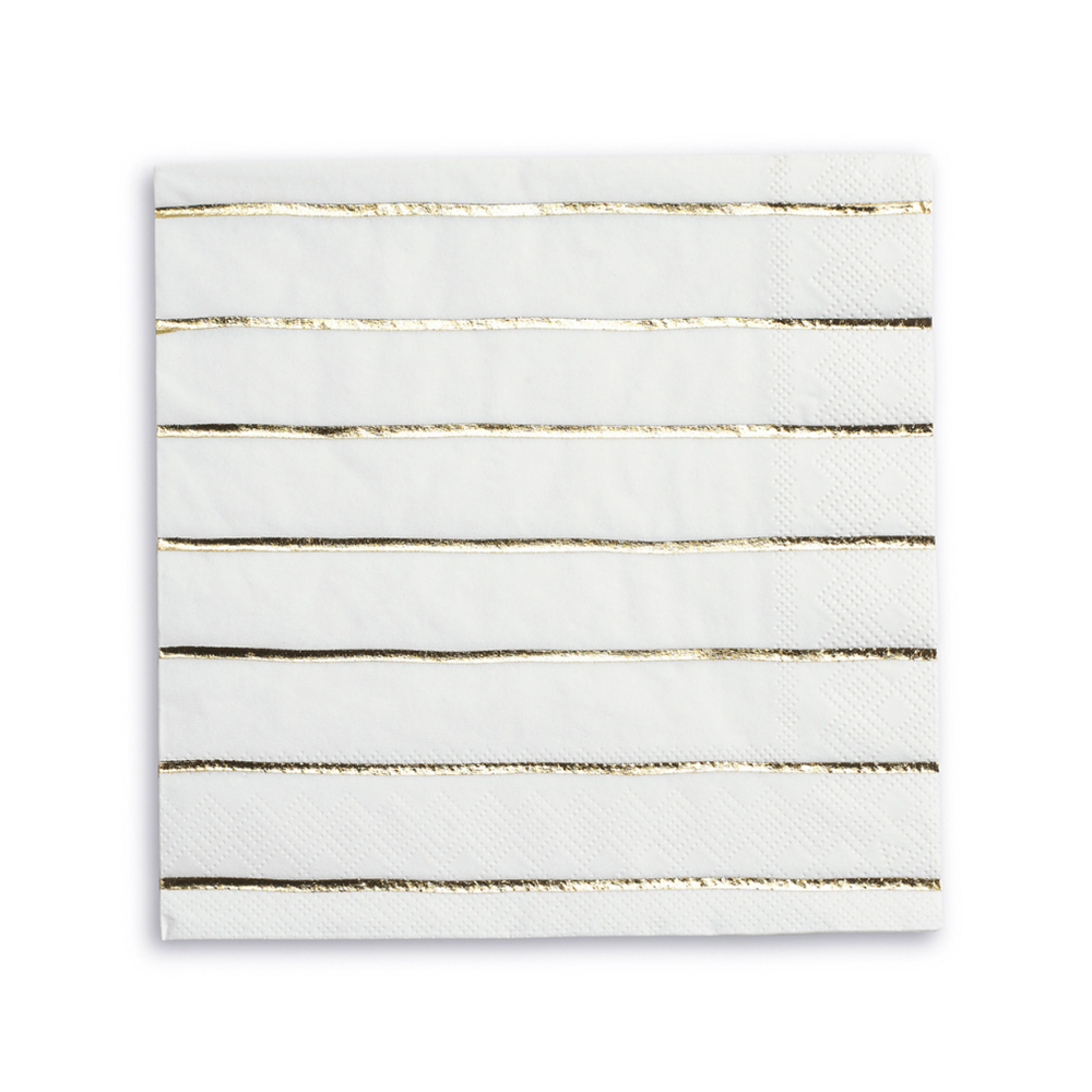 White and Gold Stripe Napkin