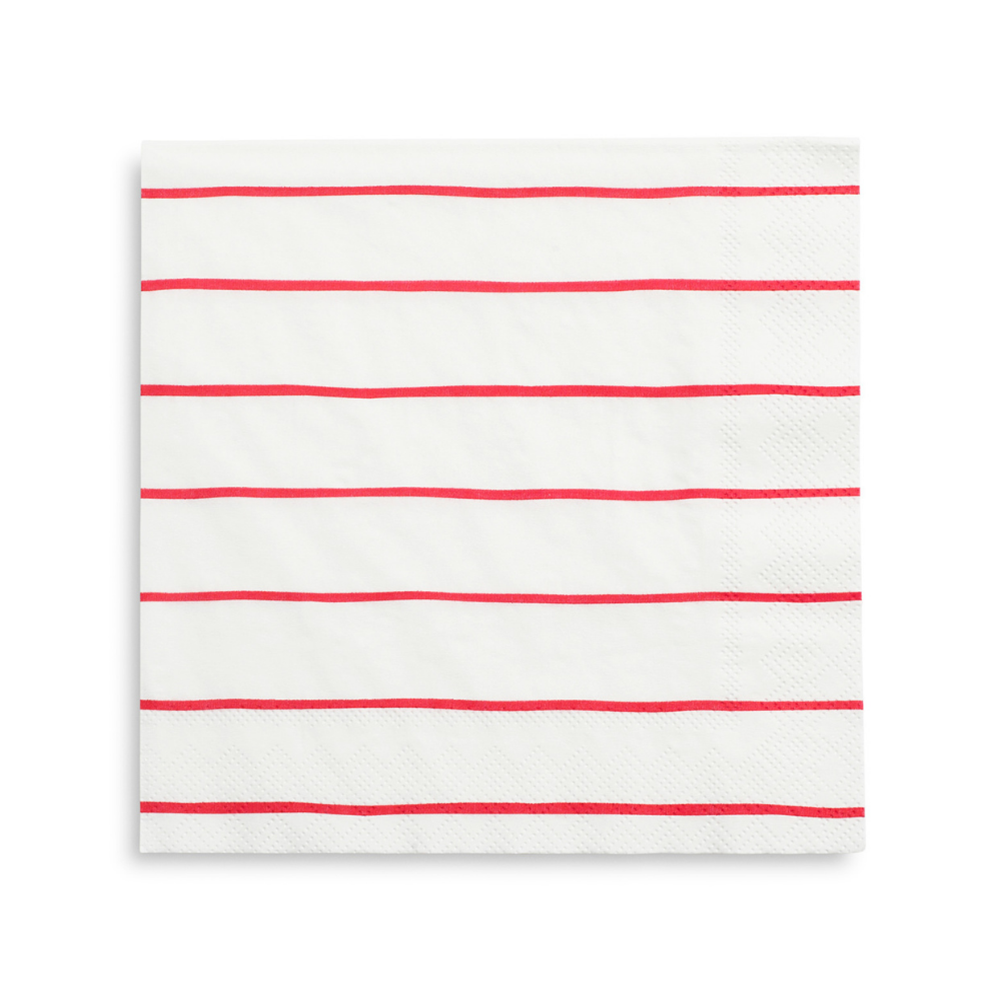 White and Red Stripe Napkin