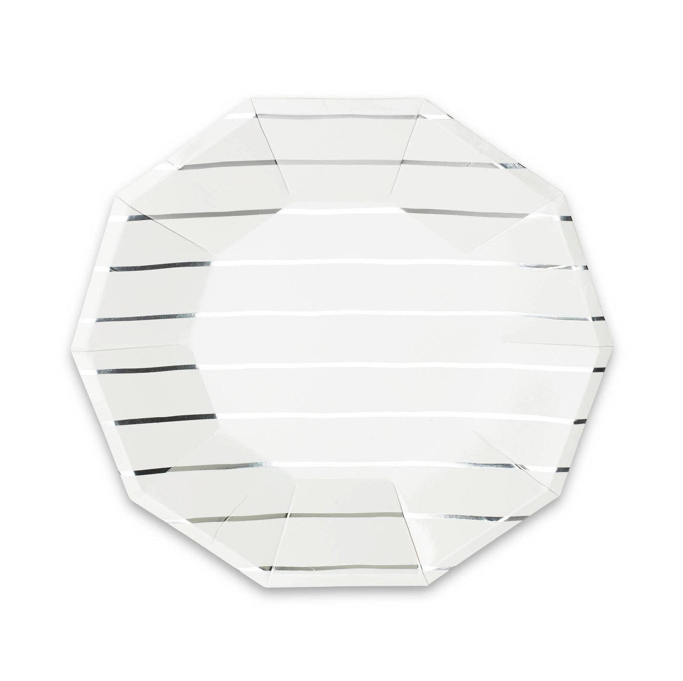 Frenchie Striped Silver Dinner Plates