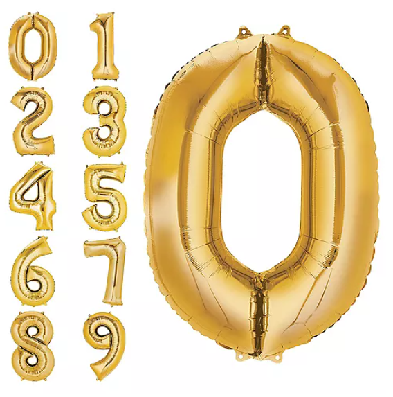 34in. Metallic Gold Number Balloon