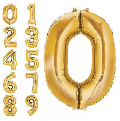 34in. Metallic Gold Number Balloon