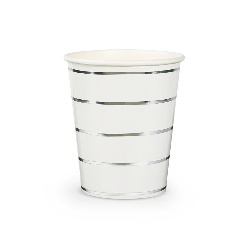 White and Silver Striped Cups