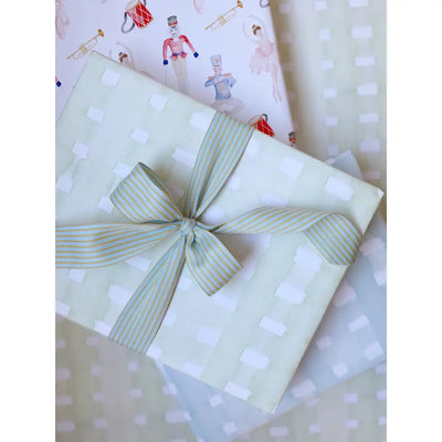Holiday Sage Green Plaid Gift Wrap - 5 Sheets/Roll