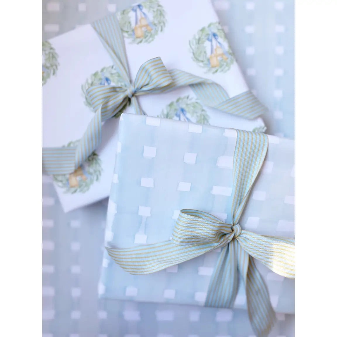 Holiday Blue Plaid Gift Wrap - 5 Sheets/Roll