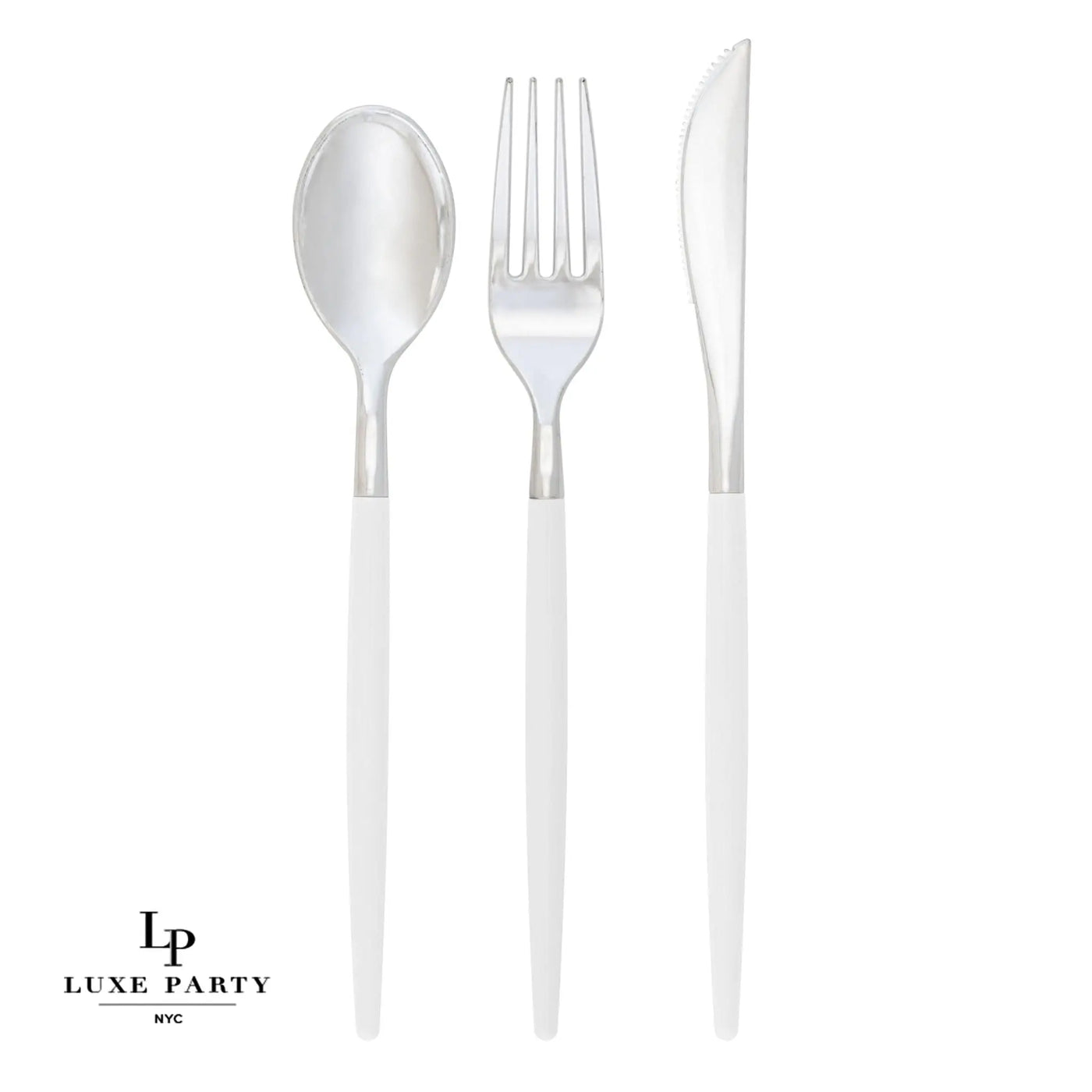 Chic Clear and Silver Plastic Cutlery Set