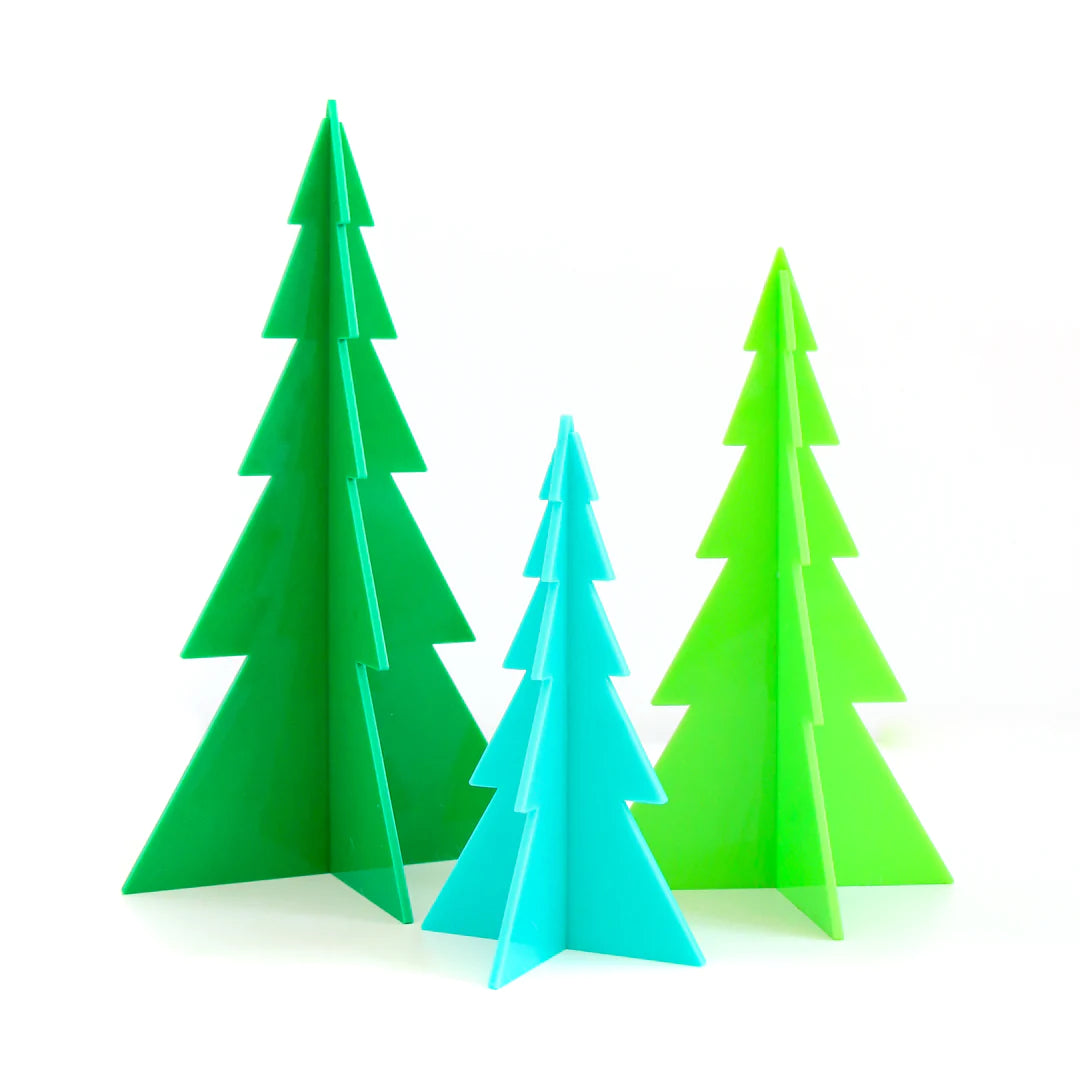 Green and Blue Classic Acrylic Tree Set (3)