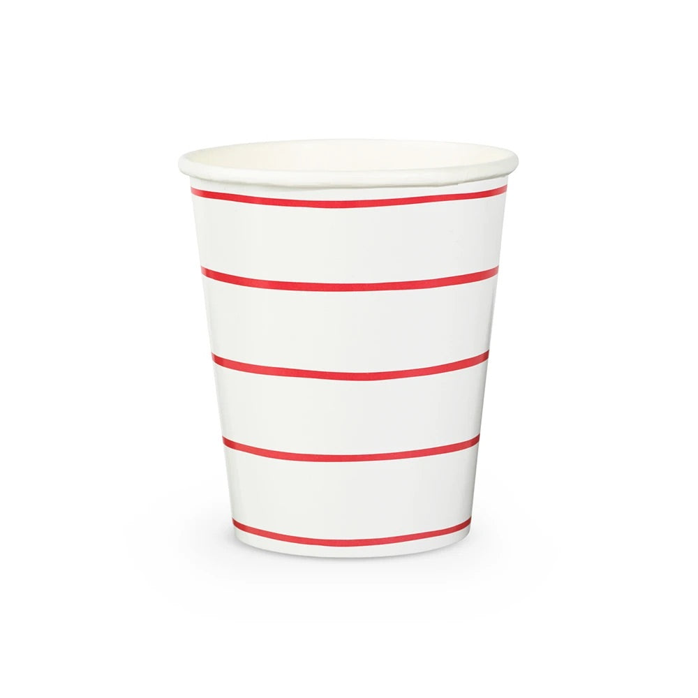 White and Red Striped Cups